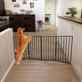 Pet Gate; Dog Gate for Doorways; Stairs or House; Freestanding; Folding; Dark Brown; Arc Wooden