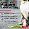 Rolled Leather Dog Leash 6Ft x 0.5 inch for Small Medium and Large Dogs Heavy Duty for Outdoor Walking Running Training Green Color