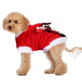 Pet Christmas Clothes Santa Claus Reindeer Antlers Costume Winter Outfit New Year Coat (Size: S)