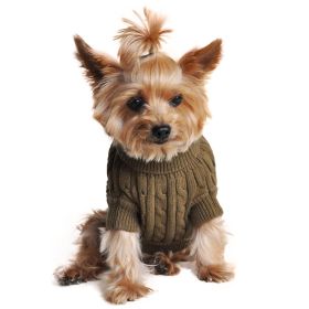 Dog Cable Knit 100% Cotton Sweater Herb Green (Size: XX-Small)