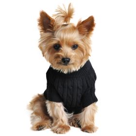 Dog Cable Knit 100% Cotton Sweater Jet Black (Size: XX-Small)