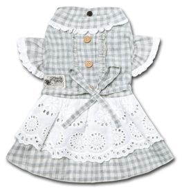 Touchdog 'I love Poochi' Classical Fashion Plaid Dog Dress (Color: Grey, Size: large)