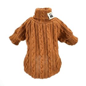 Pet Turtleneck Knitted Sweater Winter Dog Cat Keep Warm (Color: Khaki, Size: L)