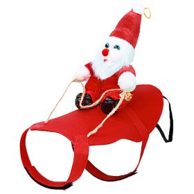 Pet Christmas Costumes Red Winter Coat for Dog Riding Santa Claus with Bell Clothes New Year Outfit Cosplay Costumes Party Dress Up For Cats (Size: S)