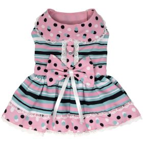 Dots & Stripes Harness Dress (Color: Pink & TealSpring 2024, Size: X-Small)