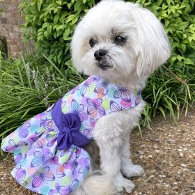 Purple Butterfly Dog Dress with Matching Leash (Size: X-Small)